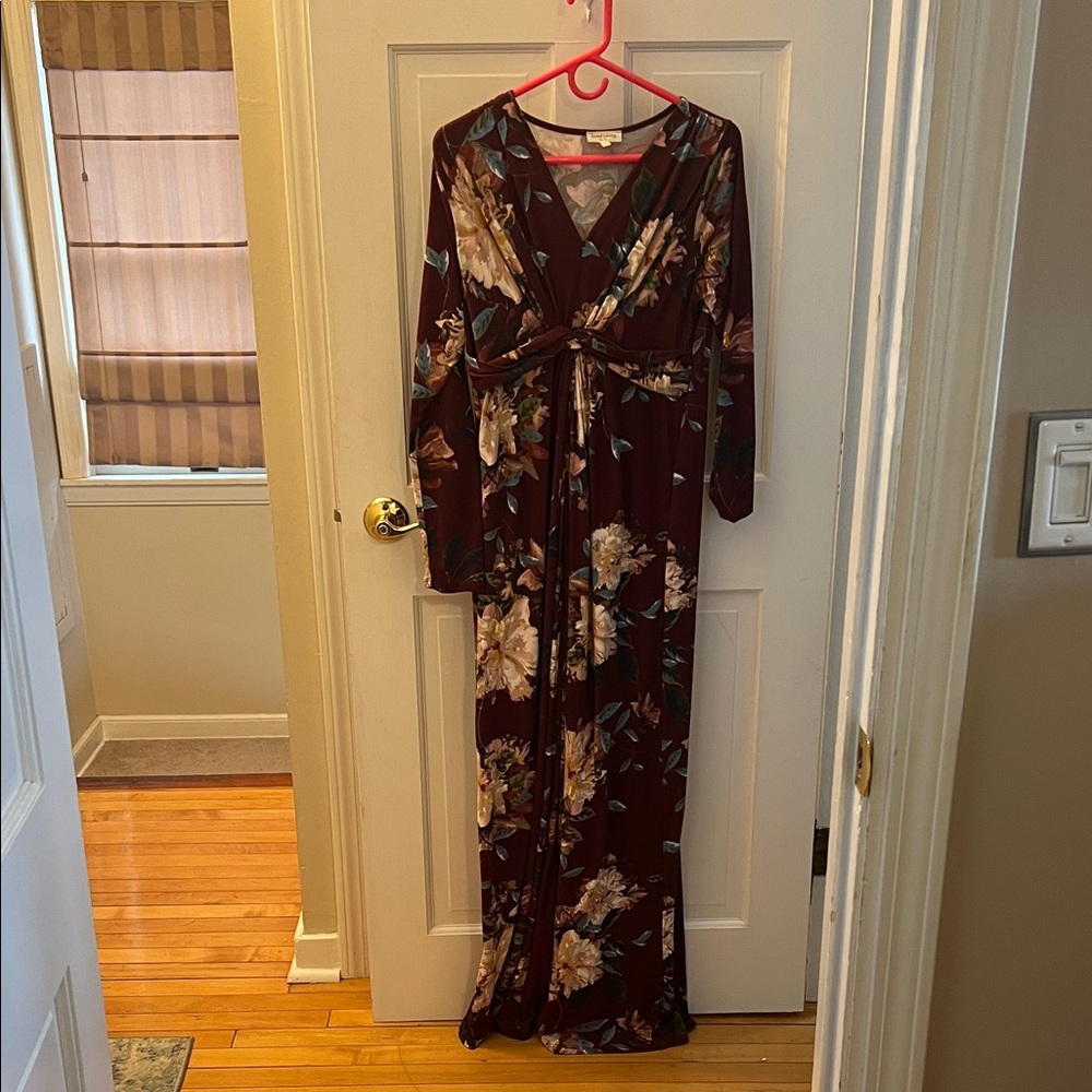 Maternity Floral Long Sleeve Maxi Dress
